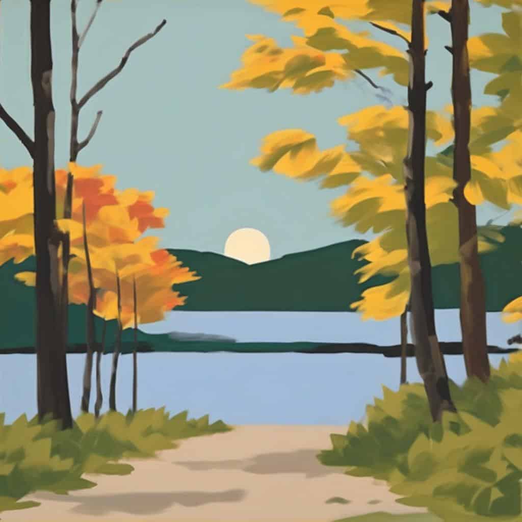 1. Art as harmony of contrasts landscape painting autumn scenery.